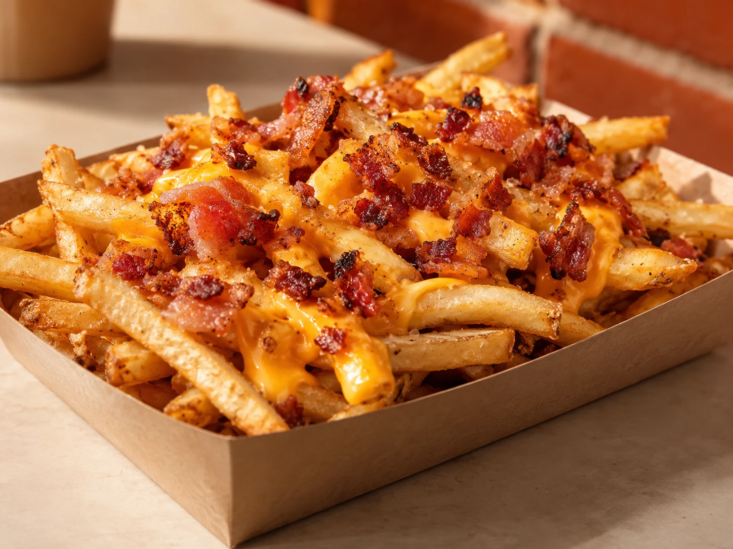 Fritas com cheddar e bacon TRECHO